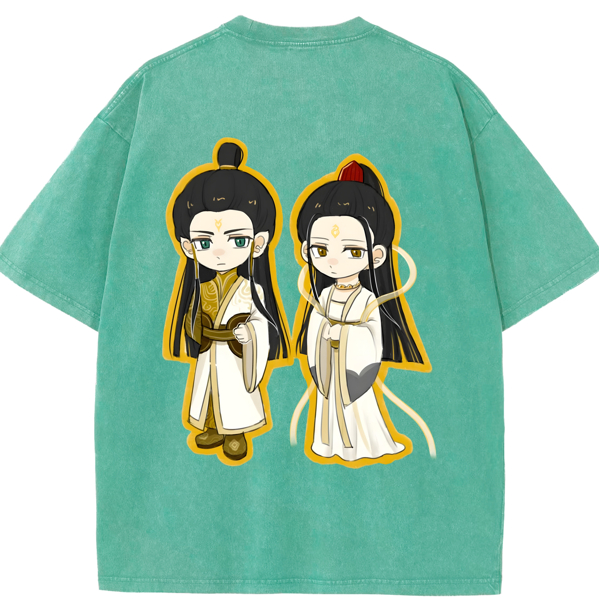 （画像用） Ne Zha 2 ナタ 魔童の大暴れ 綿100% ヴィンテージ風 半袖Tシャツ（背面プリント）